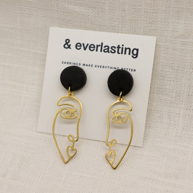 Abstract Face Clay Earrings